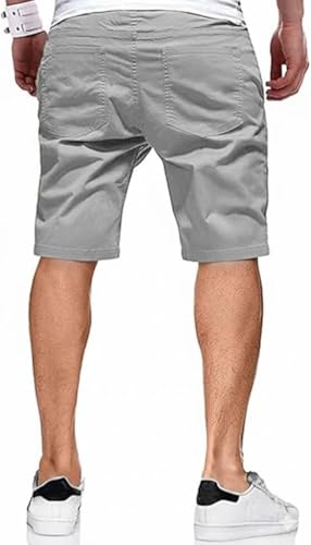 Image of Men's Cotton Casual Shorts |Knee Length Regular Fit Half Pant for Men| Elastic Waist with Drawstring | Regular Fit Shorts | Bermuda Shorts for Men | Lightweight Perfect for Workout, Beach & Summer