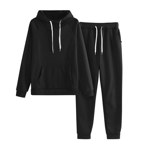Womens Sweatsuits 2 Piece Set Fall Hoodies and Pants Sets, Sweatsuit Sets, Women Jogging Suits 2 Piece Set (Black,3XL)