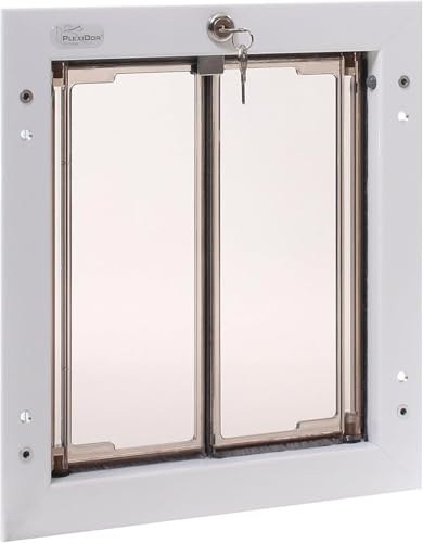 PlexiDor Pet Door for Dogs & Cats, Medium, White, Lock & Key