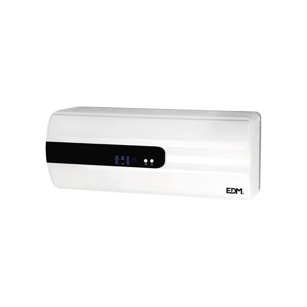 Calefactor split cerámico de 1000-2000W con mando a distancia, ideal para calefacción eficiente en espacios reducidos.