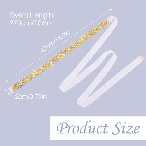 Handmade Rhinestone Bridal Belt, Gold Bridal Wedding Dress Sash Trim Crystal Belt With Ribbons for Bridal Gowns4
