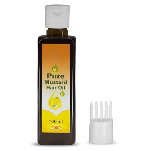 Image of MeeTo Mustard Hair Oil, Organic Hair Growth Oil, Cold Pressed Kacchi Ghani-Kolhu Herbes 100% Pure Mineral Oil Reduces Hair Fall & Dandruff, Damage Repair for Men, Women, 100ml