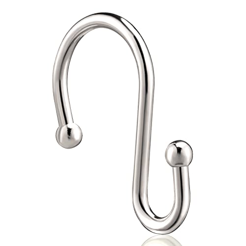 Nickel Shower Curtain Hooks, Rust Proof Shower Curtain Rings For Bathroom, Set Of 12 Chictie Silver S Shaped Decorative Shower Curtain Hooks Hangers For Bathroom Curtains,Clothing, Towels, Etc #TOP6