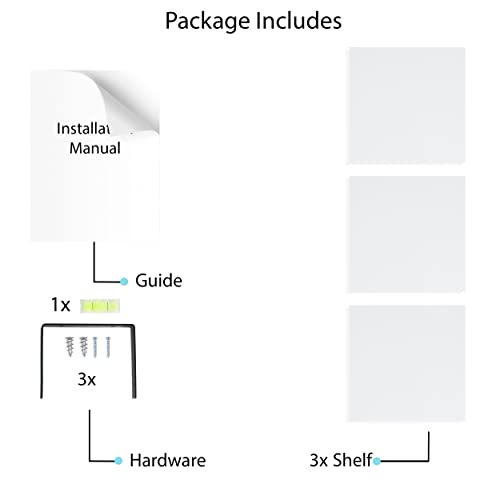 Brightmaison Modern Display Ledge Floating Shelf Décor Set Of 3 White Shelves Each 4 X 5 Inch With Concealed Metal Bracket For Stable Wall Mount #TOP7