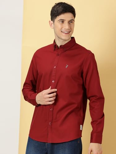 Image of Thomas Scott Men's Cricket Club Collection Classic Regular Fit Twill Shirt | 100% Cotton Long Sleeve Solid Shirt with Button Down Collar (Available in Plus Size)
