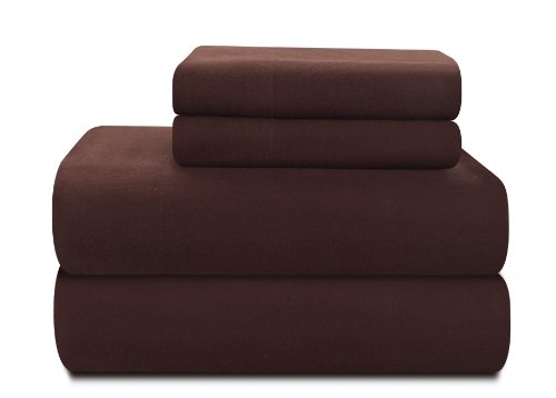 Pointehaven Heavy Weight 100-Percent Cotton Flannel Queen Sheet Set, Chocolate
