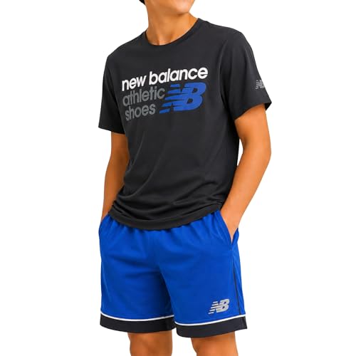 Image of New Balance Boys Short Sets - 2 Piece Active Performance Athletic Shirt and Kids Basketball Gym Shorts for Boys (8-12)