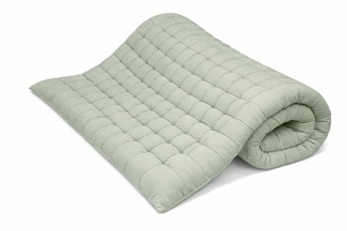 Image of ATOOTFUSION Soft Cotton Quilt | Foldable Light Weight Filled Single Firm Cotton Quilt Mattress| Gadda (Solid Coloured, 2 Sleeping Capacity, 5 x 6 ft or 72 x 60 Inches Queen) (Sage Green)