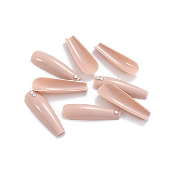 Brishow Lange Künstliche Nägel Crystal Press on Nails Nude Falsche Nägel Ballerina Acryl nägel zum aufkleben Full Cover… – Bild 8