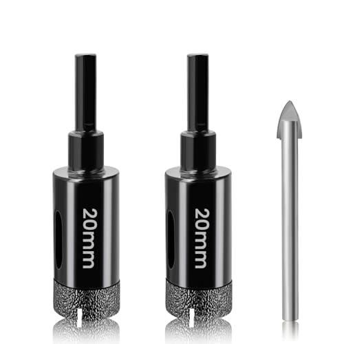 20mm Diamond Hole Saw Set Josaton 2Pcs Dry Tile Hole Cutter with Triangle Shank for Tile Ceramic Granite Porcelain Marble