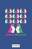  Great Britain By Coach Owl Travel Poster A58098 Notebook: Journal, Planner, Lined College Ruled Paper, Diary, 6x9 120 Pages, Matte Finish Cover
