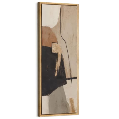 SIGNFORD Large Framed Canvas Print Wall Art Wabi Sabi Neutral Geometric Abstract Modern Entryway Modern Art Calm Warm for Living Room, Bedroom, Office - 60"x20"