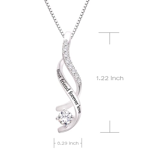 ALOV Jewelry Sterling Silver Best friend forever love Cubic Zirconia Pendant Necklace3