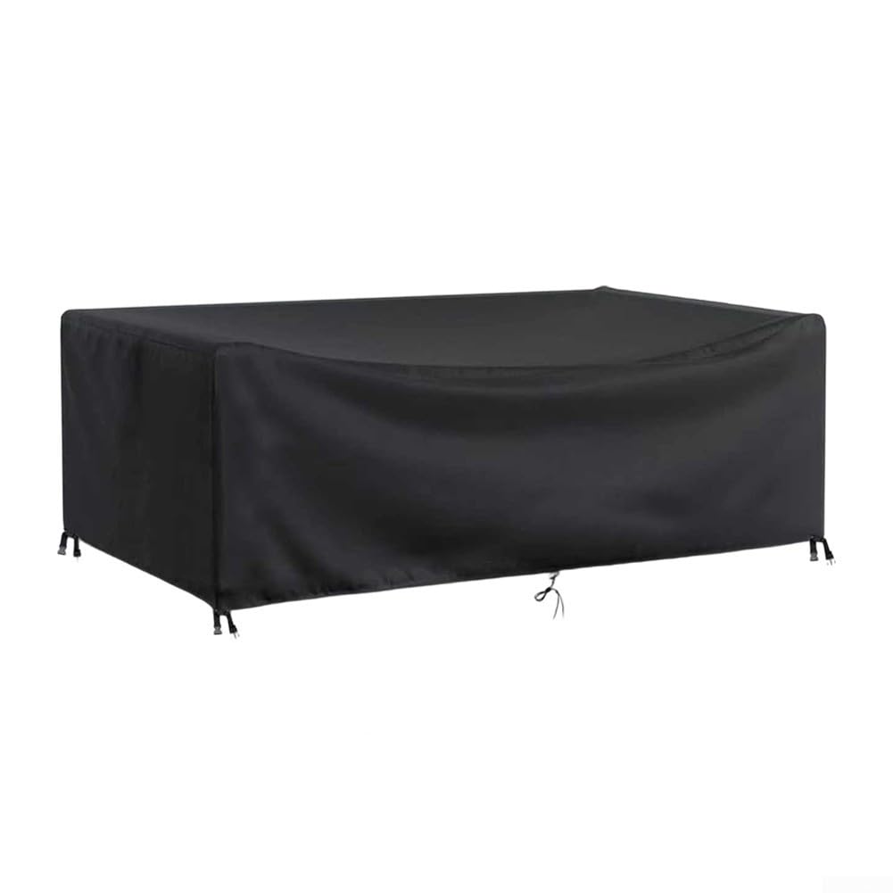 QOXEZY Wasserdichte Abdeckung für Terrassenmöbel, 420D Oxford für L-förmiges Kombi-Sofa-Set, UV-beständig, atmungsaktives Design mit winddichten Riemen, schwarz, Größe L (213 x 112 x 71 cm)