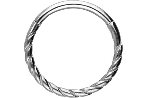 PIERCINGLINE Chirurgenstahl Segmentring Clicker | GEDREHT | Piercing Septum Tragus Helix | Farb & Größenauswahl