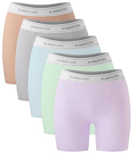 BAMBOO COOL Womens BoyShorts Underwear Full Coverage Ladies Panties High Waisted Boxer Briefs...