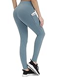 ALONG FIT Mujer Mallas con Bolsillos Leggings Deporte Alta Cintura Mallas Adelgazantes Compresion Pantalon Deportivo Largo para Gym Yoga Running Ciclista Moldeador Fitness Turquesa S