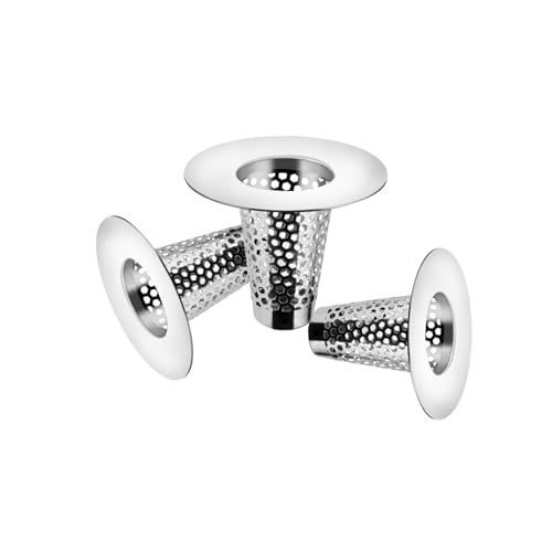 0XBIT Filtro Lavandino Bagno, 3 Pezzi Raccogli Capelli Lavandino Acciaio Inossidabile, Filtro Scarico Doccia, Filtro Scarico Lavandino, Adatto per Balconi, Cucine e Bagni