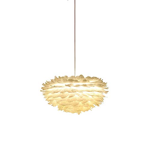 Lámpara de Techo de Plumas Blancas de nórdico - Altura Ajustable con Pantalla mullida para habitación Infantil, Sala de Estar y Dormitorio - 30 cm