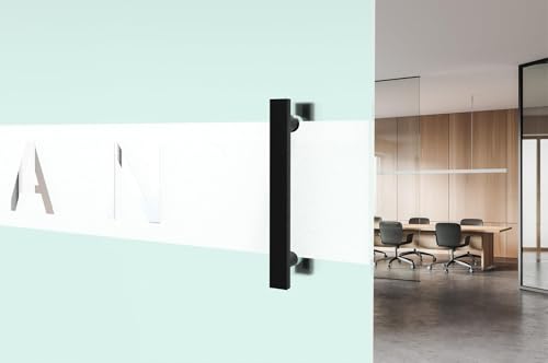 Image of 12 inch Matte Black Square Barn Door Pull Handle Double Sided | Heavy-Duty 304 Stainless Steel, 7-7 /8 inch Hole Spacing, Fits 3 /4 inch-2 inch Thick Barn, Front Entry, Sliding & Exterior Doors