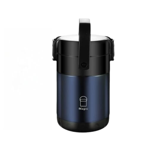 Hubiuyo 断熱弁当箱セット サーモス ランチジャー 大容量 ステンレス 保温ランチジャー フードジャー ポータブルお弁当箱 食器と収納バッグ付き ランチボックス フードコンテナ 6-8時間の保温 通勤 運動会 通学 キャンプ ランチジャー (ブルー,