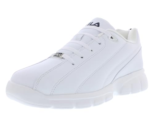 Fila mens Leverage cross trainer shoes, White, Silver, Peacoat, 14 US
