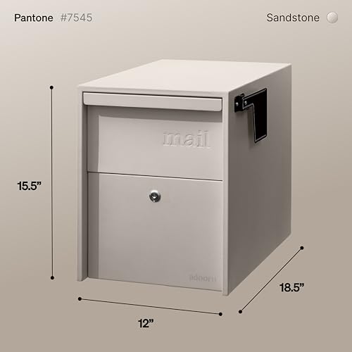 Image of Adoorn Lockable Post Mount Mailboxes for Outside - Large Anti-Theft Locking Mailbox for Packages and Letters - Weatherproof Construction - Durable Steel - 15.5 inch H x 12 inch W x 18.5 inch D - Sandstone