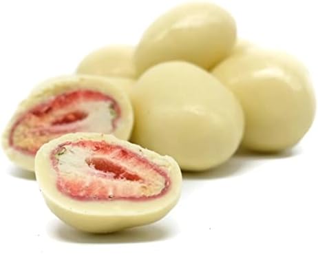 Andy Anand Premium Freeze Dried Strawberries Dipped In Belgian White Chocolate, Delicious-Decadent Gift Boxed & Greeting Card, Birthday, Valentine, Christmas Gourmet Food Mothers Fathers day, Anniversary (24 Pcs)