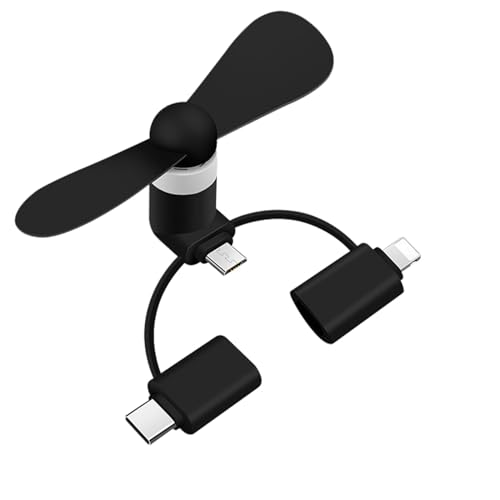 Mini Ventilador USB,Mini Ventilador Portátil 3 en 1,Ventiladores De Teléfono Mini Portátil USB,Mini Ventilador De Teléfono,Ventilador De Refrigeración Portátil,Mini Ventilador Teléfono Móvil,Negra