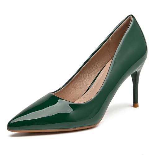 Image of Women's Low Kitten Heel Pumps Classic Fashion Dress Pumps Simple Heeled Shoes for Office Work