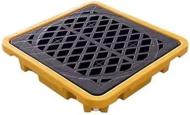 Modular Garage Storage Spill Containment Pallet - Heavy Duty Stackable Polyethylene Tray for 1/2 Drum with Drain Outlet