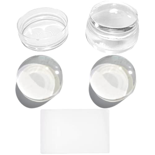 Tampon stamping nail art xl transparent pour vernis stamping et plaque stamping nail art + 1 raclette + 2 recharges silicone transparent