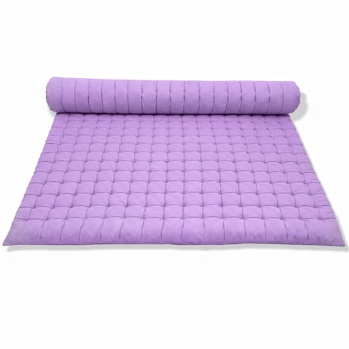 Image of ATOOTFUSION Soft Cotton Quilt | Foldable Light Weight Filled Single Firm Cotton Quilt Mattress| Gadda (Solid Coloured, 2 Sleeping Capacity, 5 x 6 ft or 72 x 60 Inches Queen) (Lilac)