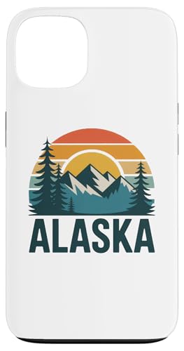 Vintage Alaska Retro Sunset Mountain Design Tees and Deco X}zP[X iPhone 13 p