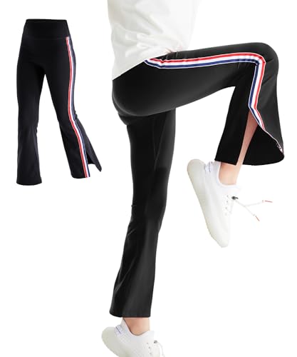 Girl's Flare Leggings with Split Hem, Stretchy Bootcut Yoga Pants Wide Leg Athletic Bottoms for 5-14Y