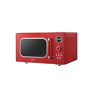 COMFEE’ CM-M093ARD Retro Microwave with 9 Preset Programs, Fast Multi-stage Cooking, Turntable Reset Function Kitchen Timer, Mute Function, ECO Mode, LED digital display, 0.9 cu.ft, 900W, Red