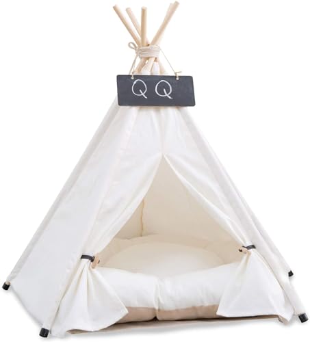 Pet Teepee Dog & Puppy Cat Tents Tipi Bed Portable Houses with Thick Cushion for Pets Up to 20lbs - Image 6