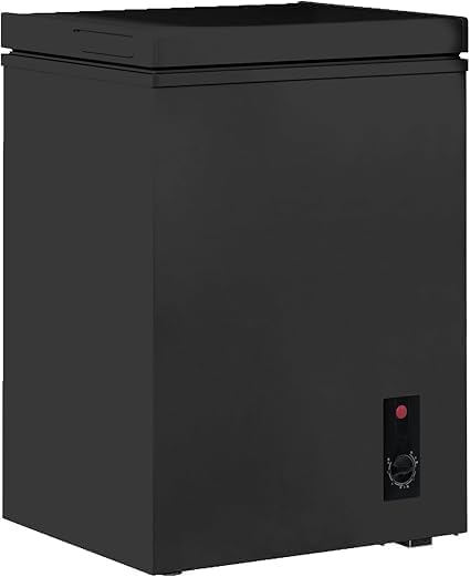3.5 Cubic Feet Chest Freezer, Top Opening Deep Freezer, Compact Chest Deep Freezer with Removable Basket, 7 Level Adjustable Thermostat (Black, 3.5 Cu.Ft.) (3.5 CU FT Black) Thumbnail
