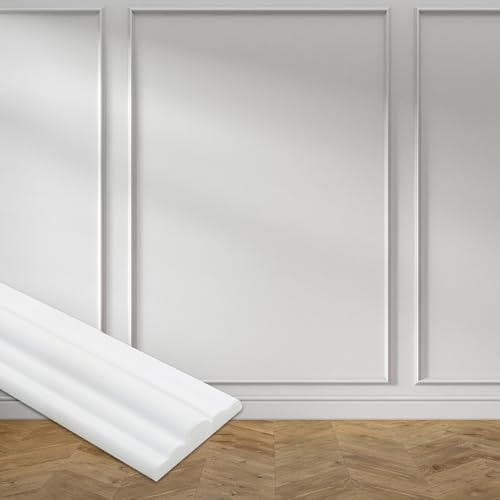 Hungbak 118L x 1.5W Peel and Stick Chair Rail Panel Molding Lightweight Trim for Home Decoration & Wall Protection