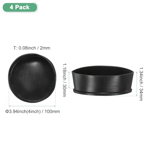 Image of M METERXITY 4-Pack Chair Leg Caps, 4 Inch(100mm) PVC Chair Leg Floor Protectors for Folding Chairs /Metal Chairs /Furniture Table /Hardwood Floors, Round Non-Slip Cover End Tips [Black]