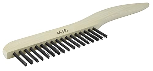 Image of Weiler 44100 0.012 inch Wire Size, 5 inch Brush Length, 10 inch X 3 /8 inch Block Size, 1 X 17 No. of Rows, Steel Bristles, Hardwood Block, Shoe Handle Scratch, Made in the USA (Pack of 12)