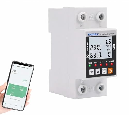 Image of XPR3SS 63A TUYA WiFi Bidirectional Meter Smart Earth Leakage Over Voltage Under Voltage Over Current Earth Leakage Surge Protector Relay Switch Energy Power kWh Smart Life (63ACB)