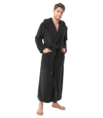 Image of DAVID ARCHY Men's Soft Fleece Plush Robe Full Length Long Bathrobe