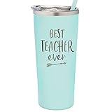 SassyCups Best Teacher Ever Tumbler | 22 Ounce Engraved Mint Stainless Steel Insulated Tumbler with Lid and Straw | Teacher Travel Mug | New Teacher Tumbler | Teacher Cup | School Teacher Appreciation