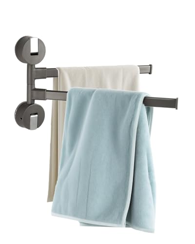 Ribelli Portasciugamani senza foratura, design a ventosa, doppio portasciugamani per ospiti, da parete in alluminio, per bagno, cucina, antracite