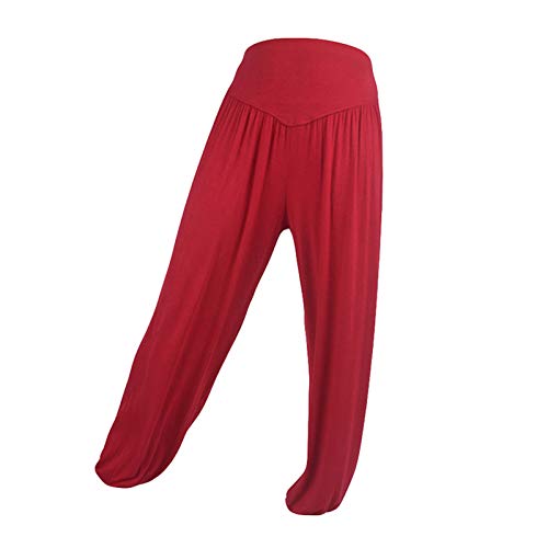 Women's Yoga Harem Pants Wide Leg Plus Size Lounge Dance Pant Breathable Baggy Pajama Bottoms Lightweight Trousers Wine S