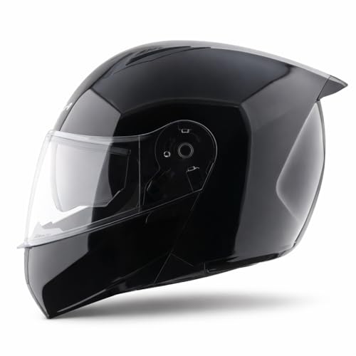 Image of Vega VM-02 Spike Flip-Up Motorcycle Helmet with ISI Certification | High-Impact ABS Shell, Dual Visor, UV & Scratch Resistant: Black, M