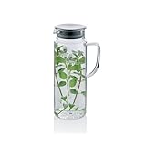 kela Jarra de cristal de 1,6 l con tapa de acero inoxidable PITCHER, jarra de agua, jarra de agua con tapa para bebidas frías y calientes