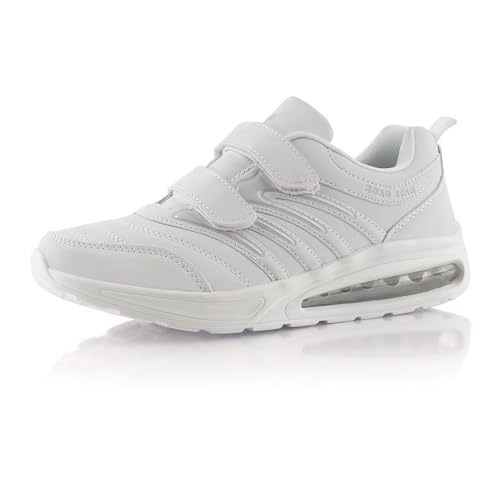 Fusskleidung® Damen Herren Laufschuhe Dämpfung Sportschuhe leichte Turnschuhe Weiß Weiß EU 46