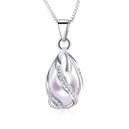 Pendentif cage perles d'eau douce anti-ternissement argent 925